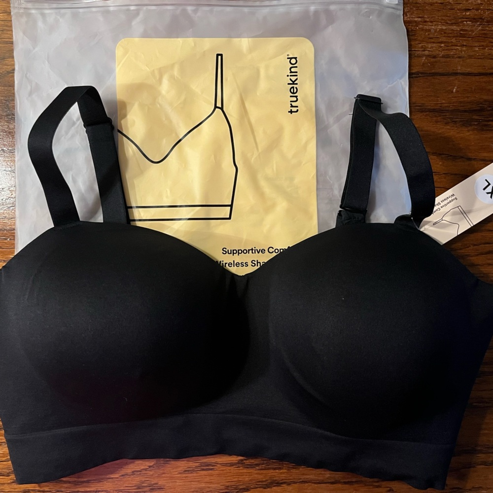 NWT Truekind Supportive Comfort Wireless Shaping Shapewear Black Bra Size XL.